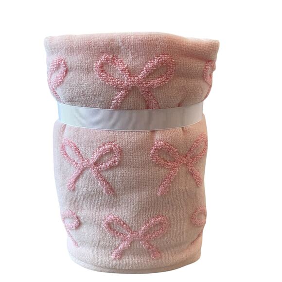 Caro Home Pink Bow Cotton Hand Towels 18x28 Set of 2 - Picture 7 of 10